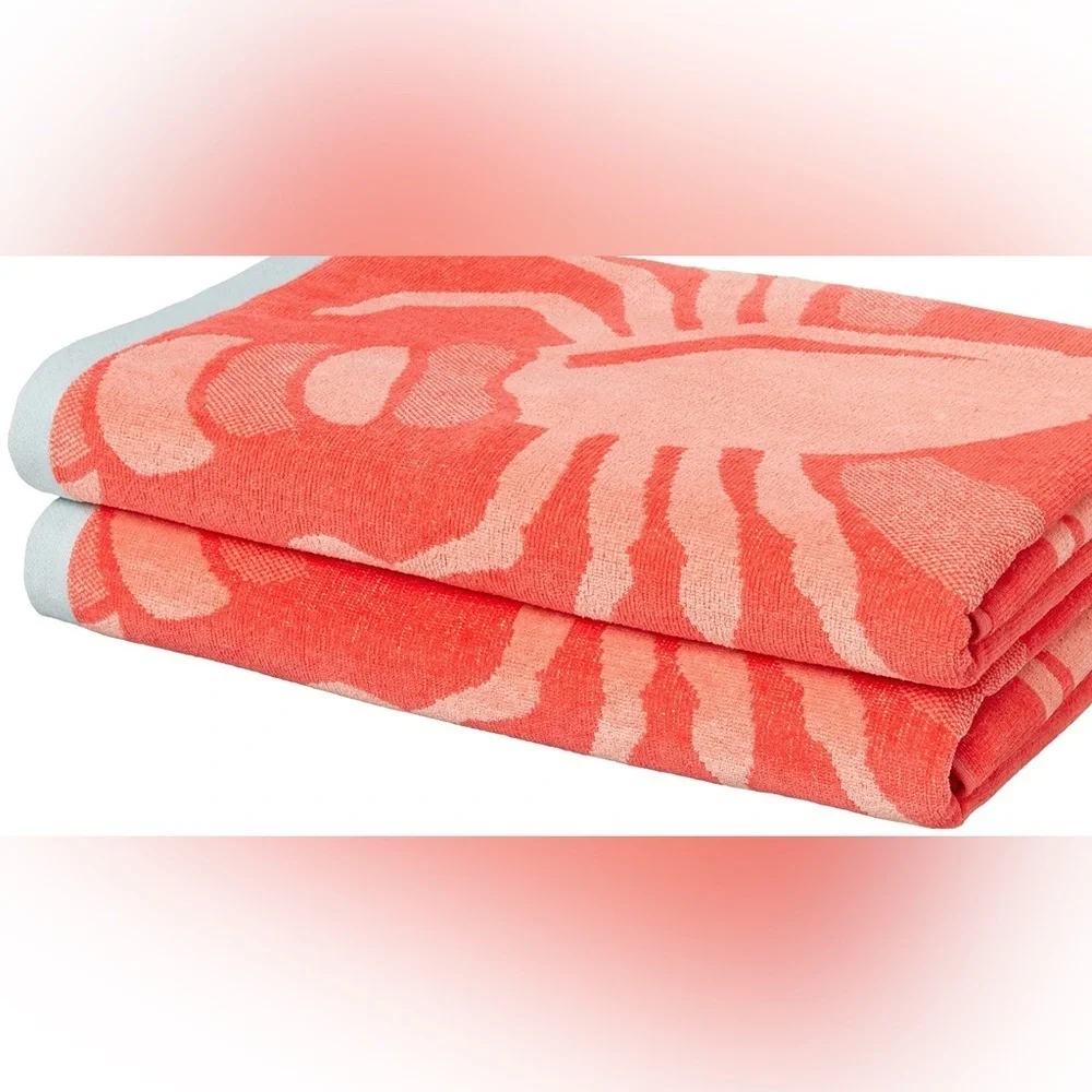 Amazon Basics Oversized Premium Cotton Beach Towel - Lobster, 36